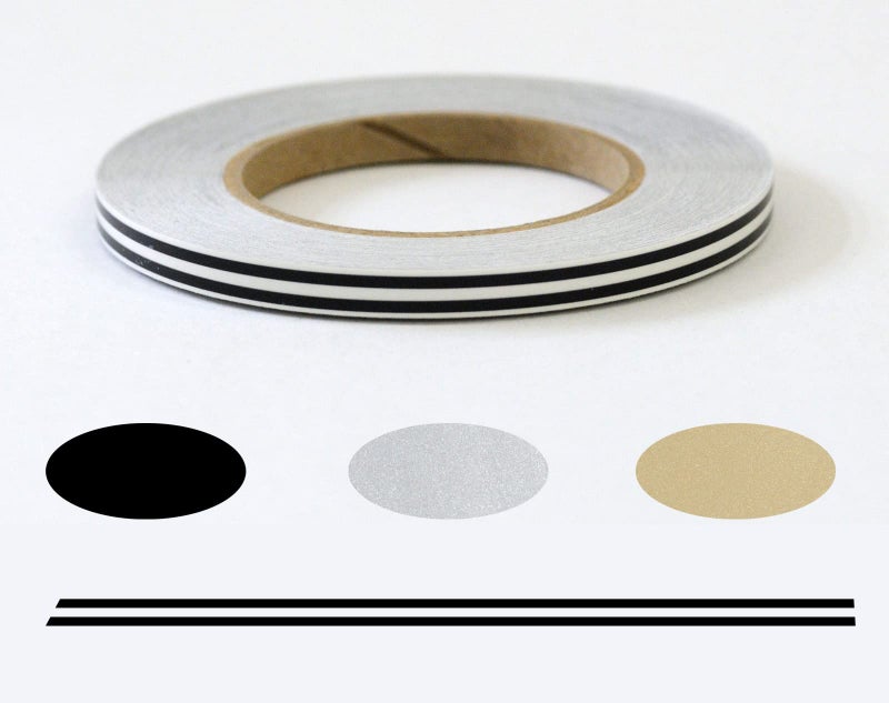 Universal TFX 00033061 - Auto Customizing Dual Pinstripe - 3/16" x 50' (1/16" Stripe, Gap, 1/16" Stripe) - 061-Black - Image 1